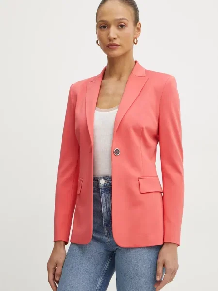 Pinko marynarka jednorzędowa gładka różowy