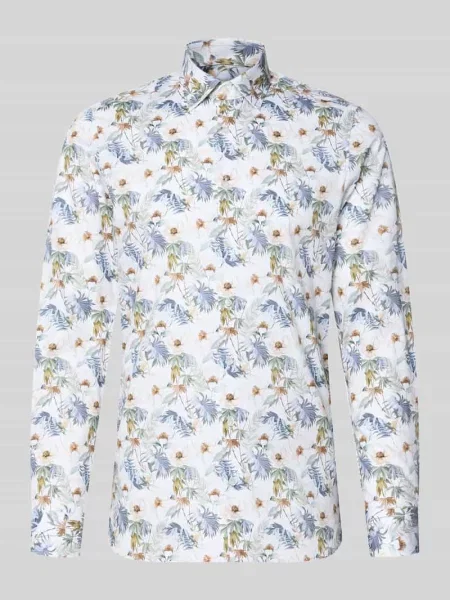 Koszula biznesowa o kroju slim fit z mieszanki bawełny z kołnierzykiem typu kent Olymp Level 5 biała