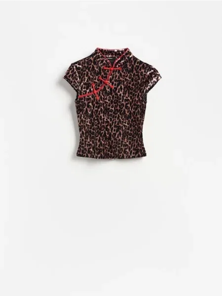 Reserved Bluză cu model animal multicolor