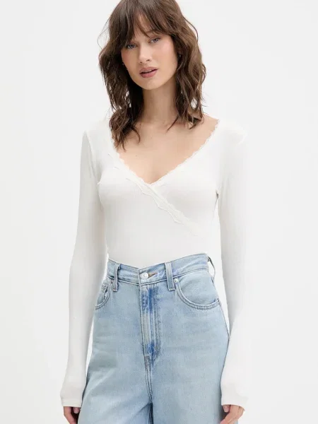 Majica z dolgimi rokavi Hollister Co. bež