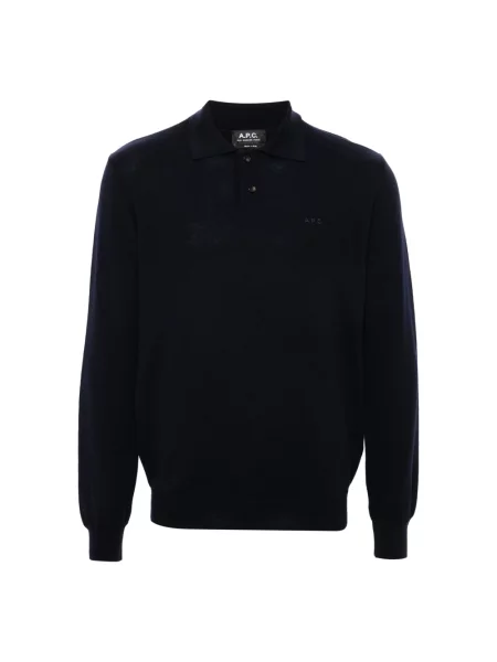 Sweter A.p.c. wełniany z logo niebieski
