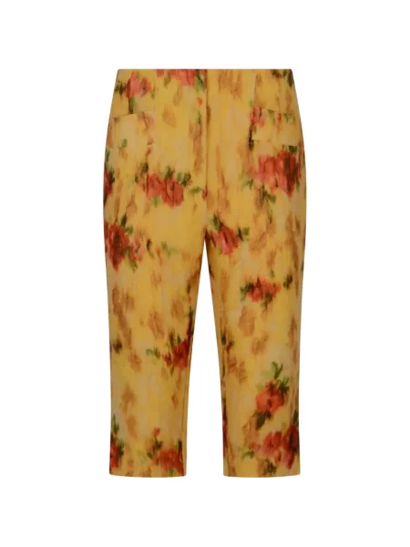 Pantaloni Ganni cu model floral cu imagine galben