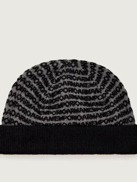 Emporio Armani Căciulă cu adaos de lână negru