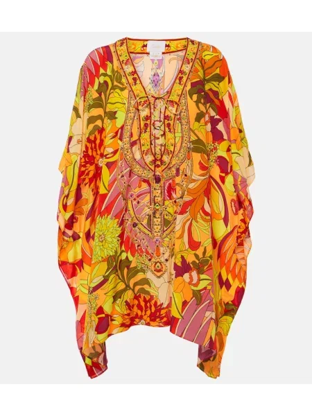 Svilen cvetlična obleka Camilla s cvetličnim vzorcem