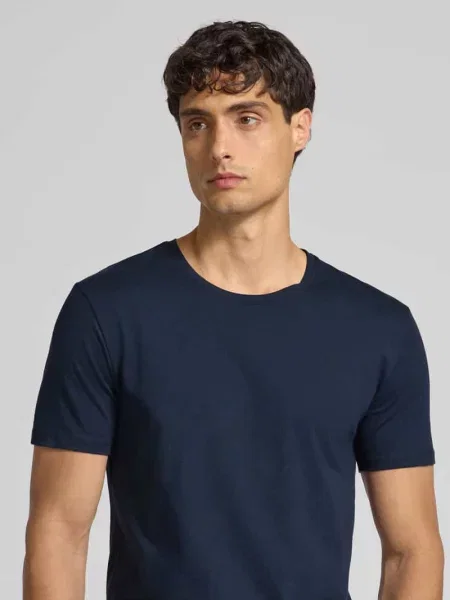 T-shirt o kroju regular fit z mieszanki bawełny Selected Homme granatowa