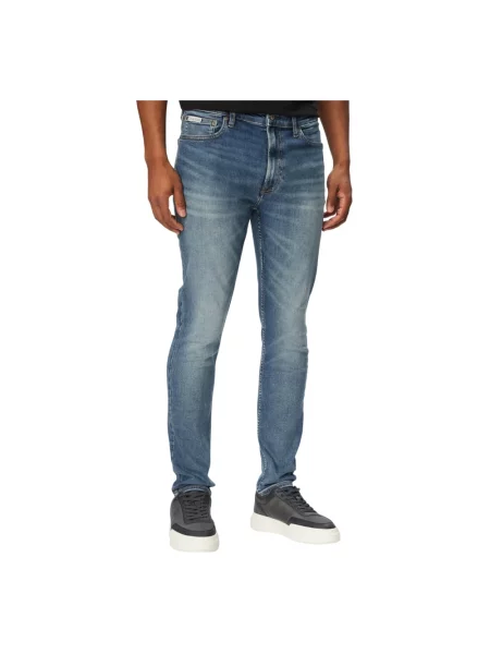 Skinny jeansy skinny Calvin Klein Jeans niebieskie