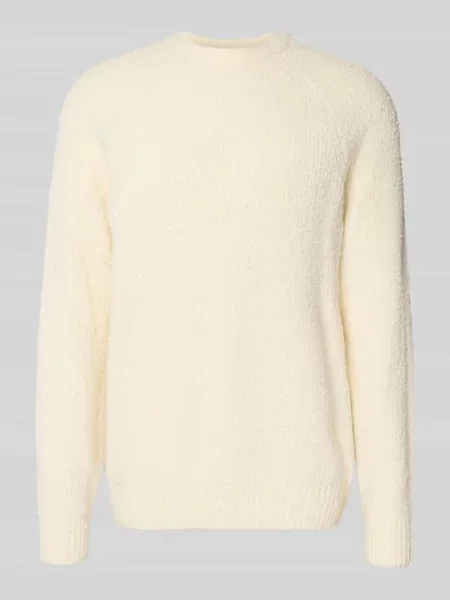 Sweter z dzianiny o kroju relaxed fit z mieszanki bawełny model ‘DALE LIFE’ Only & Sons biały