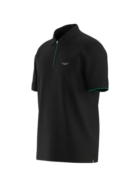 Tricou polo Boss cu autograf negru