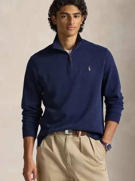 Dukserica Polo Ralph Lauren tamno bez uzorka plava