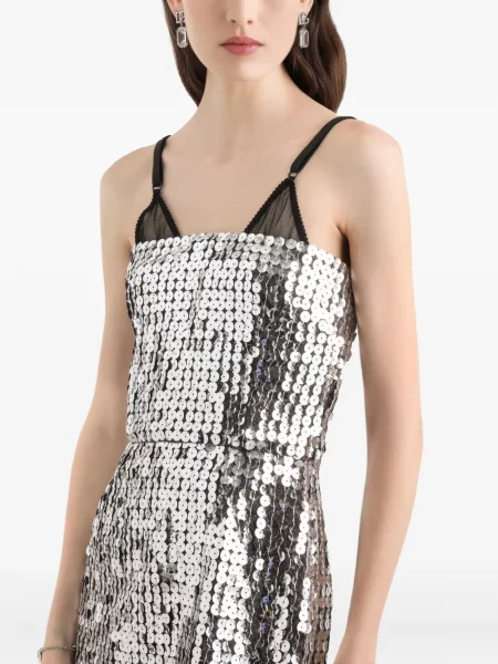 Rochie mini Dolce & Gabbana cu paiete de costum argintiu