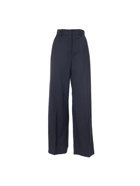 Szerokie podróż spodnie Weekend Max Mara wełniane niebieskie