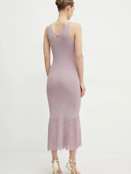 Twinset sukienka midi dopasowana różowy
