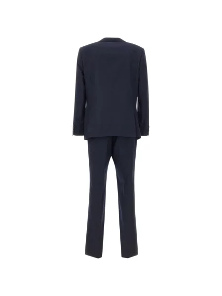 Costum Boss din satin cu rever albastru
