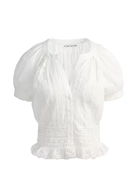 Bluză Alice + Olivia din dantelă alb