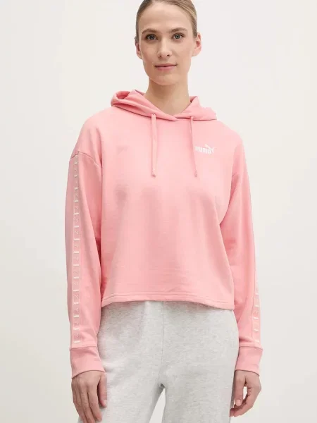 Суичър с качулка Puma с качулка с принт розово