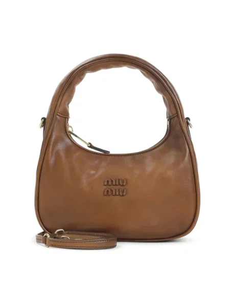 Torebka skórzana Miu Miu skórzana brązowa