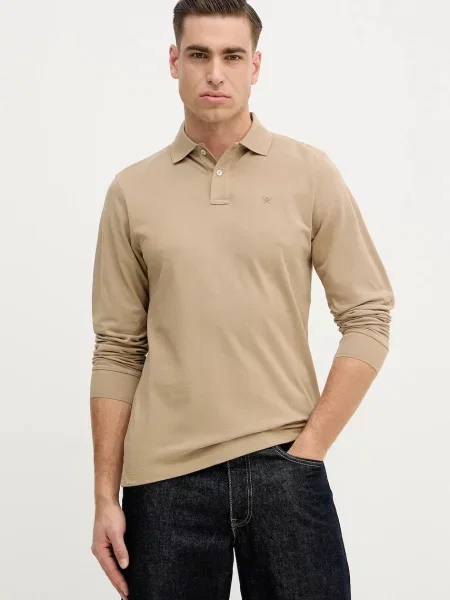 Hackett London majica z dolgimi rokavi rjava