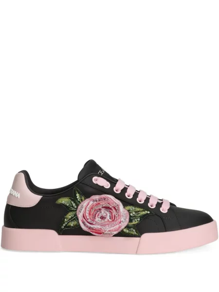 Sneakerși Dolce & Gabbana cu model floral cu imagine negru