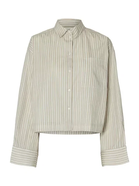 SELECTED Bluză SLFASTHA bej închis alb