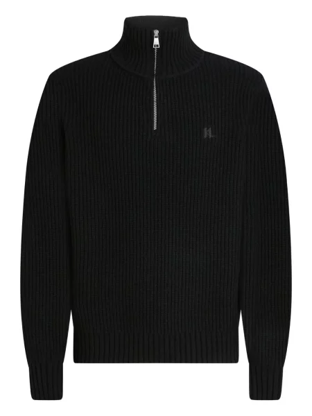 Pulover Karl Lagerfeld de jumătate de fermoar negru