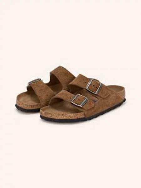 Klapki Birkenstock skórzane brązowe