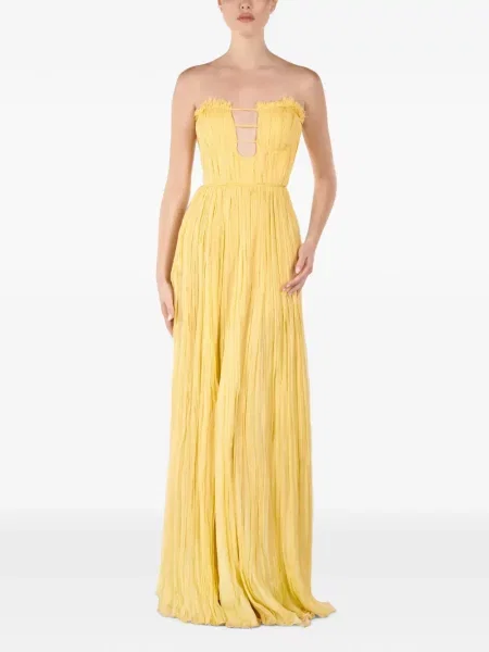 Rochie maxi Andreea Veneciuc fără bretele galben
