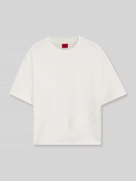 T-shirt o luźnym kroju z czystej bawełny model Duslant' Hugo biała
