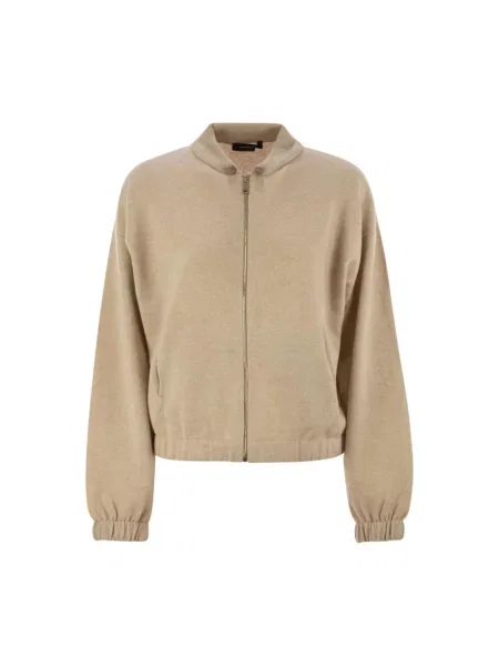 Sweter Fabiana Filippi wełniany prążkowany beżowy