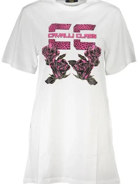 Rochie mini Cavalli Class scurtă de costum alb