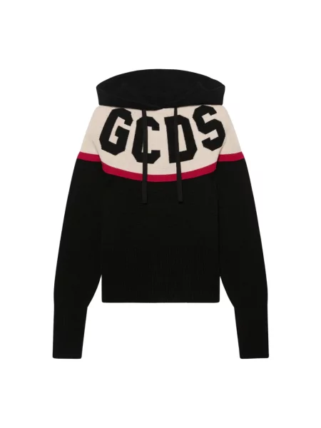 Bluza z kapturem Gcds wełniana o krotszym kroju czarna