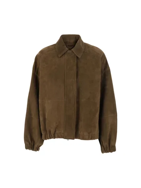 Kurtka bomber Brunello Cucinelli zamszowy brązowy