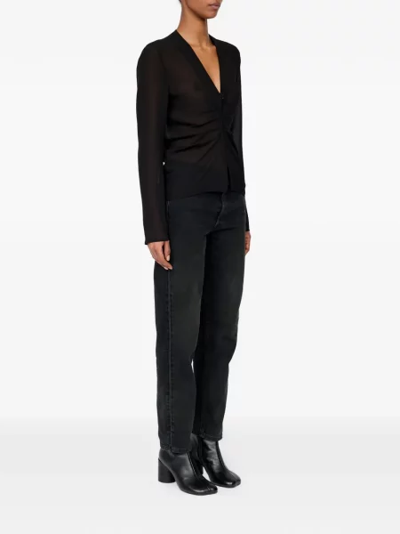Топ Mm6 Maison Margiela от шифон черно