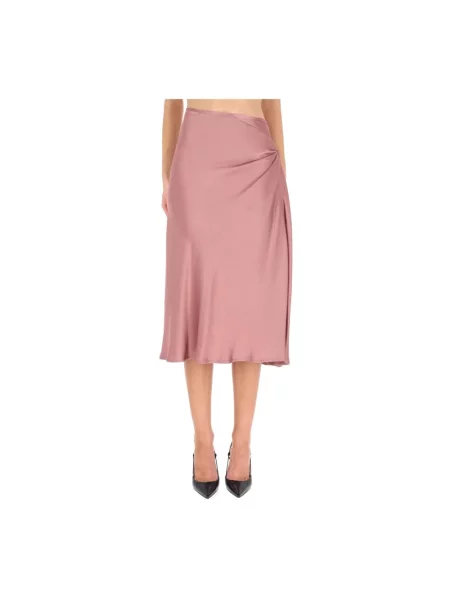 Spódnica midi Dries Van Noten drapowana do kolan różowa