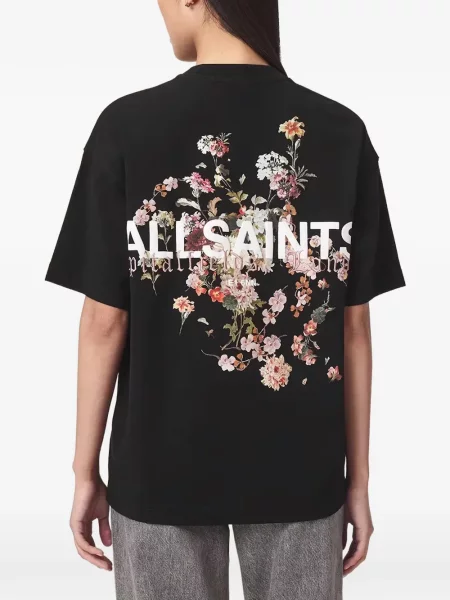 Φλοράλ μπλούζα Allsaints με σχέδιο μαύρο