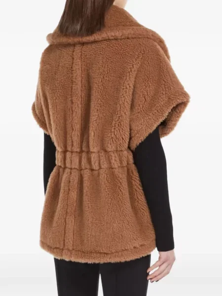 Cu centură geacă Max Mara din piele de oaie maro