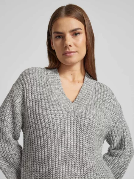 Sweter z dzianiny z dekoltem w serek model ‘vinda’ Kaffe