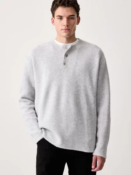 Levi's pulover pentru bărbați cu amestec de lână WOODACRE HENLEY gri