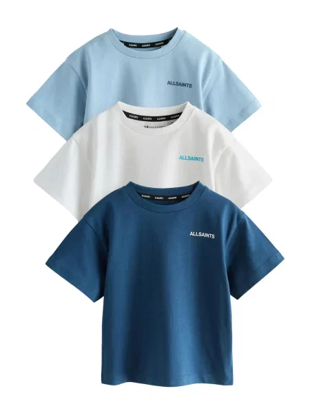 SmALLSAINTS Tricou albastru deschis / verde petrol alb