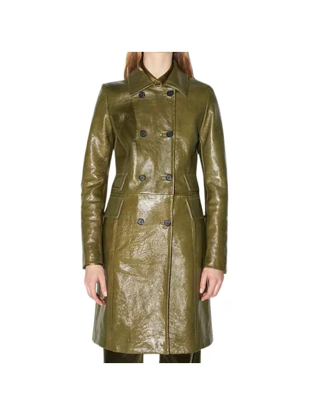 Lakierowany trencz Barbara Bui zielony