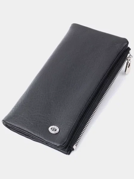 Кожаный кошелек St Leather Accessories черный