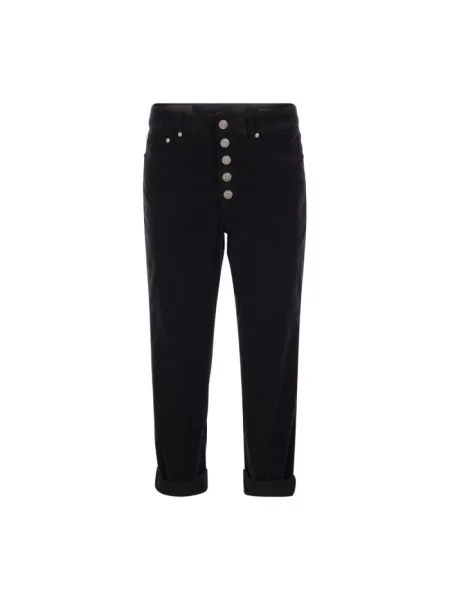 Welurowe spodnie Dondup czarne