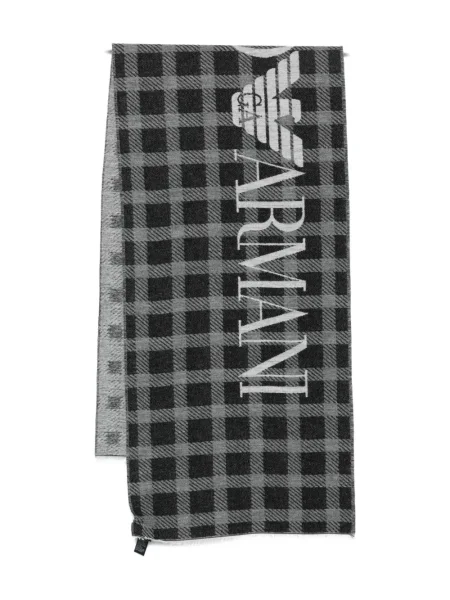 Fular Emporio Armani în carouri negru