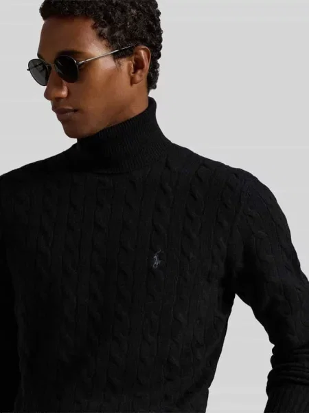 Polo Ralph Lauren sweter wełniany lekkie z golferm czarny