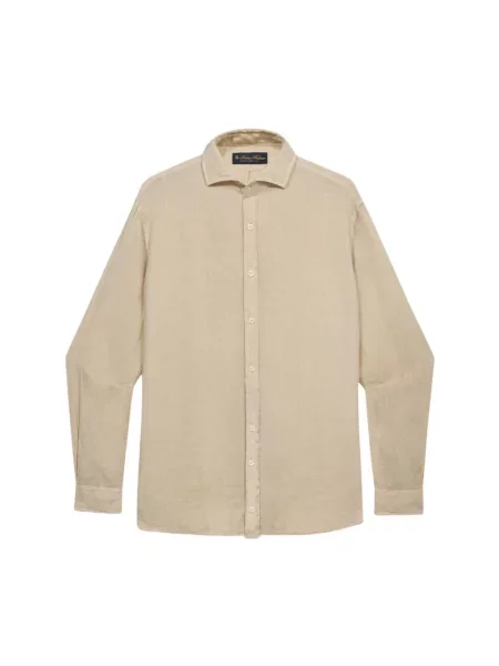 Lniana koszula Brooks Brothers beżowa
