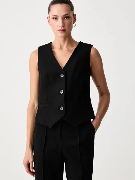 DKNY vestă pentru femei negru