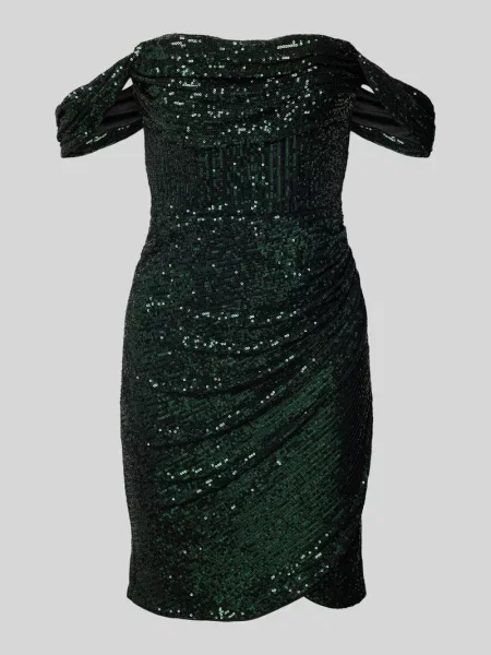 Sukienka koktajlowa z cekinowym obszyciem Lipsy zielona
