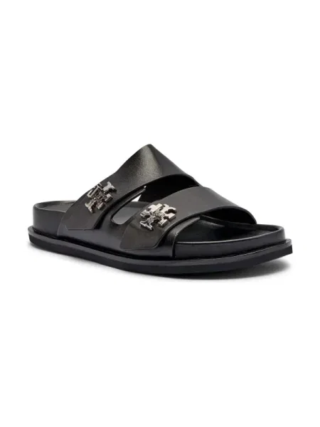 TORY BURCH De piele șlapi TURNLOCK SPORT SLIDE negru