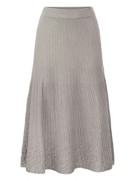 Fustă midi Elisabetta Franchi până la genunchi cu nervuri gri