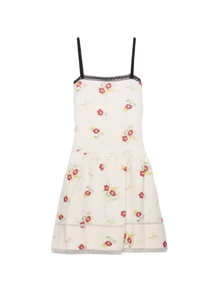 Rochie mini Prada cu broderie de in cu model floral