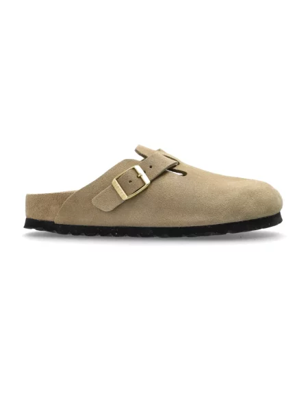 Birkenstock klapki zamszowe Boston EXQ LEVE beżowe